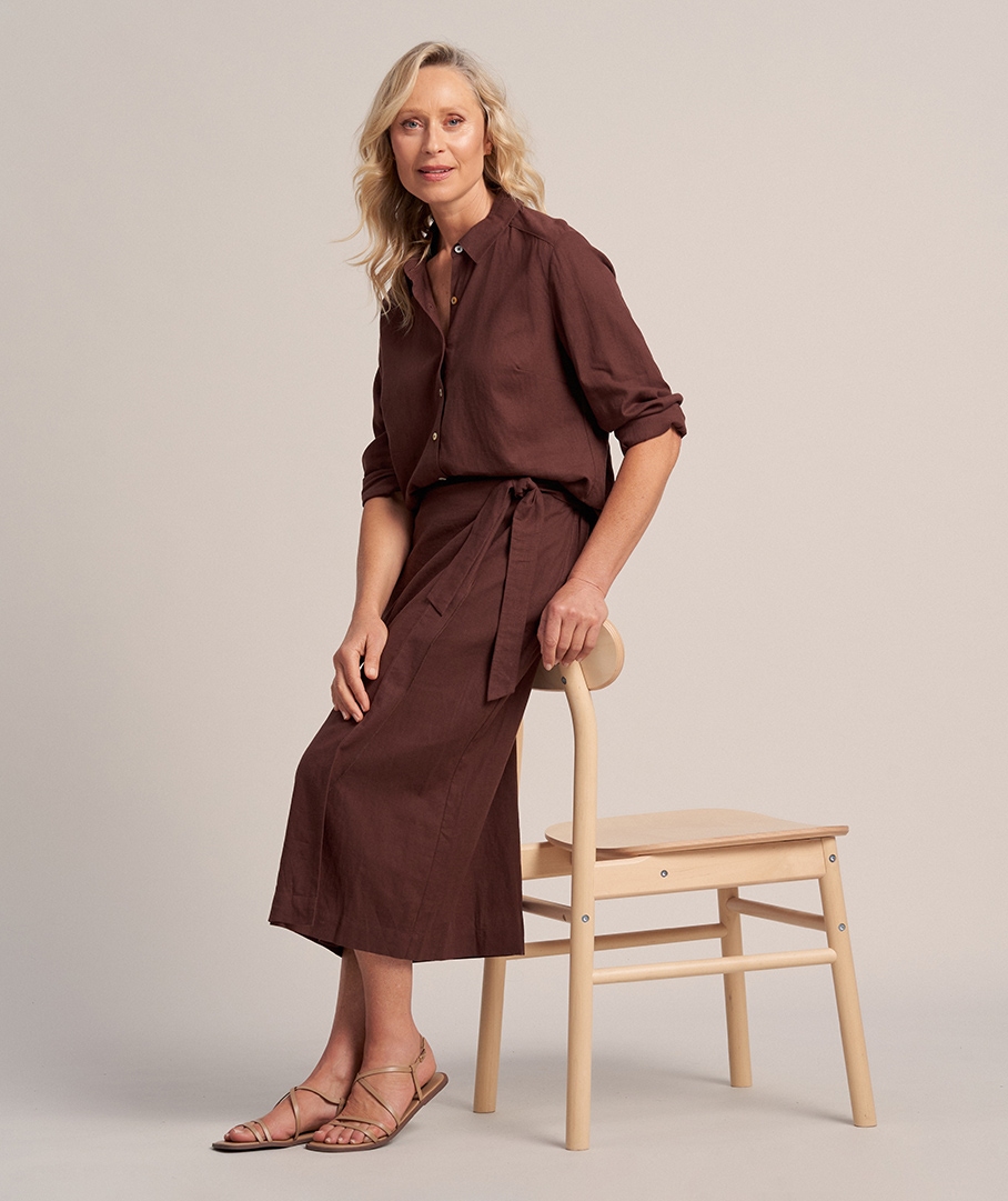 Linen wrap skirt nz top