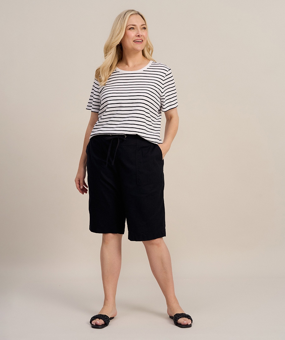 Knee length cotton shorts discount
