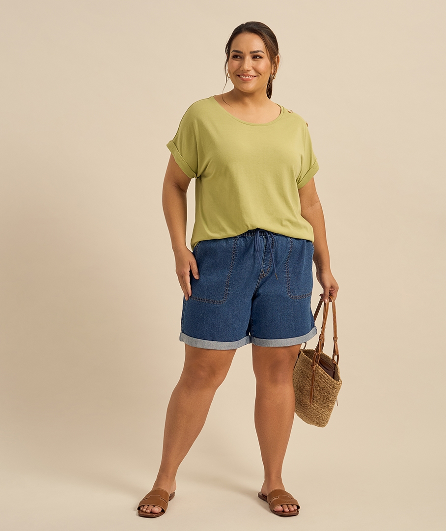 Relaxed Denim Jogger Short