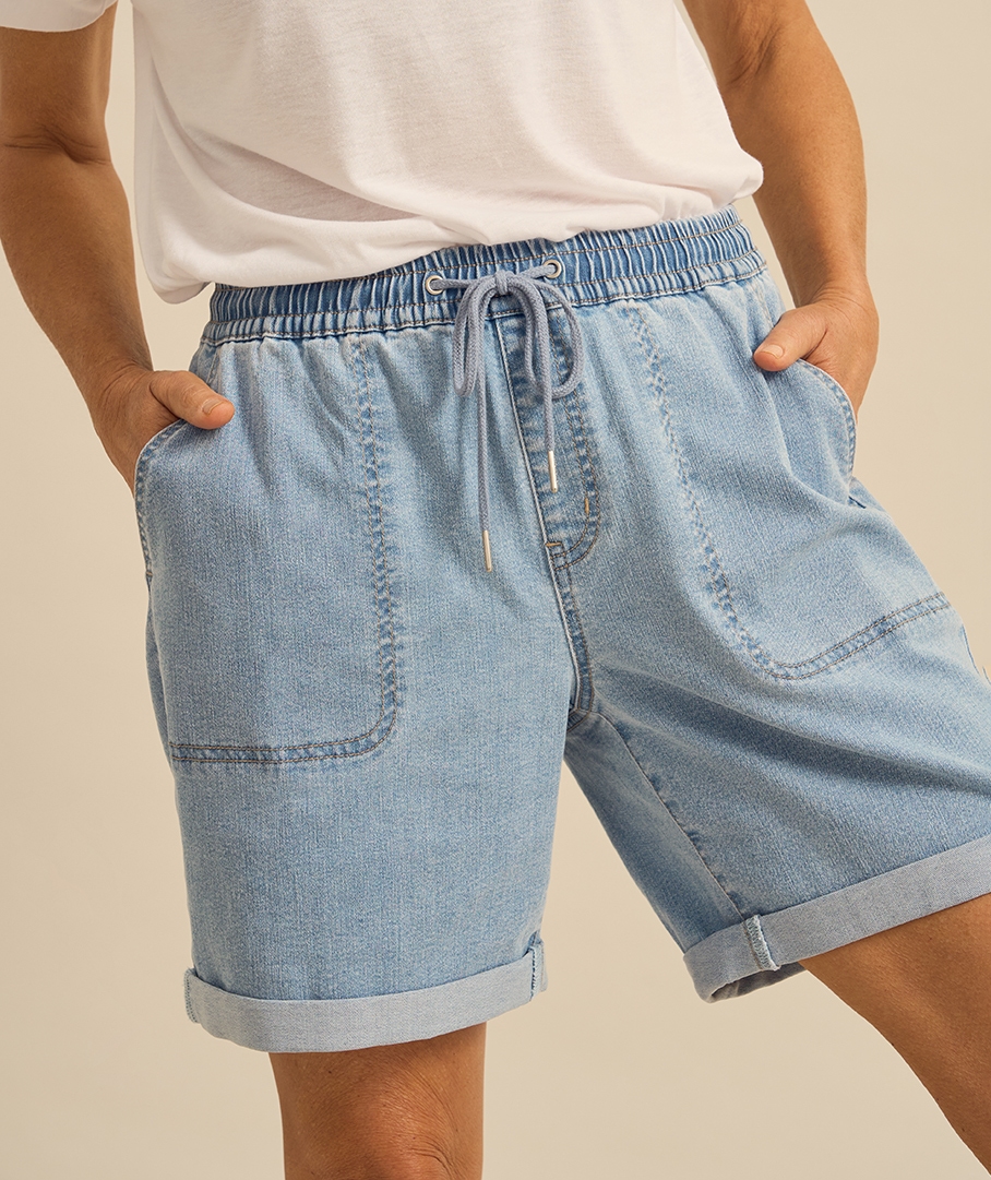 Relaxed Denim Jogger Short