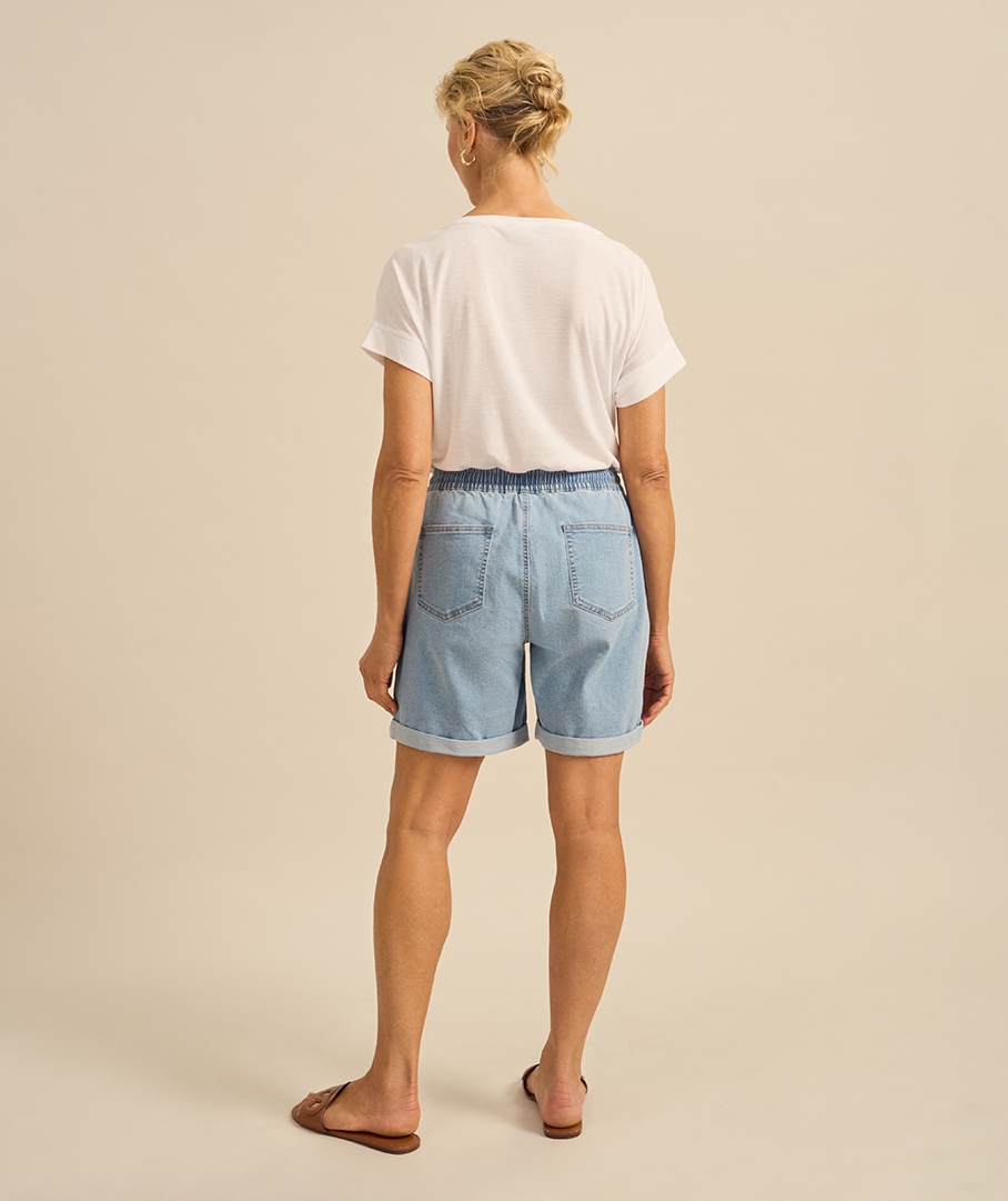 Relaxed Denim Jogger Short