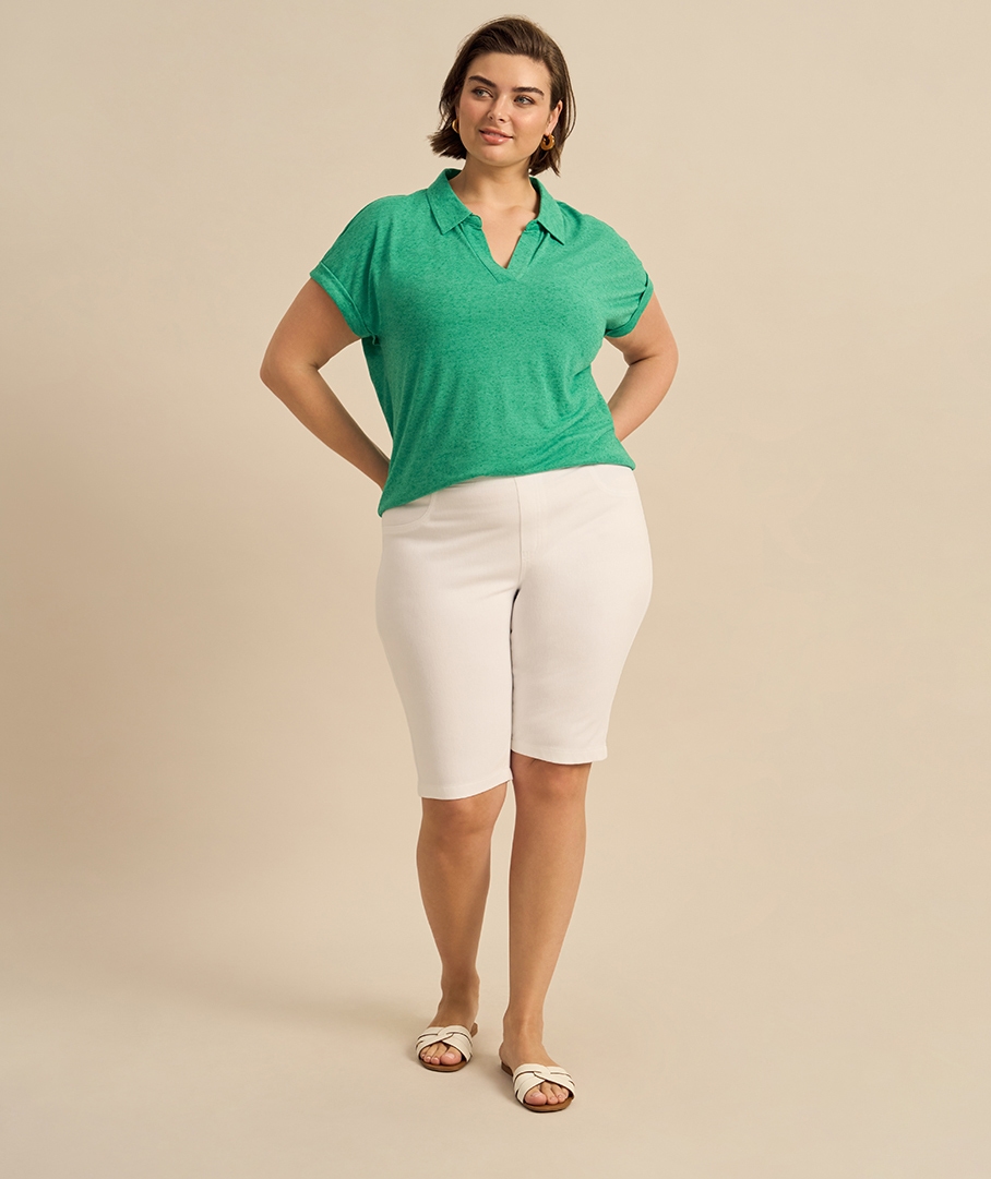 Knitted Denim Jegging Shorts Suzanne Grae