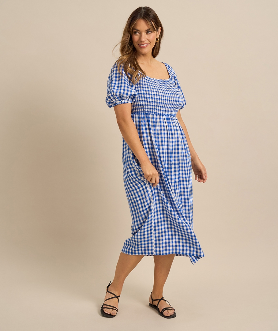 Linen Blend Print Dress